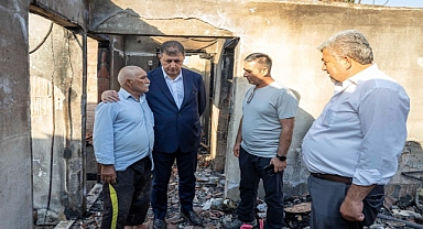 Büyükşehir’den evi yanan aileye yardım eli